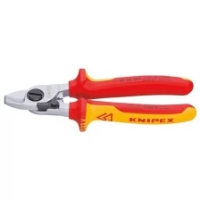 Ножницы для резки кабелей KNIPEX 9526165SB с раскрывающей пружиной с двухкомпонентными диэлектрическими рукоятками