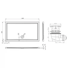 Комплект прямоугольного душевого поддона с сифоном Lavinia Boho One 3701914S, 140 х 80 см