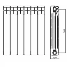 Радиатор биметалл, 500х100 мм, STI, Maxi, 10 секций