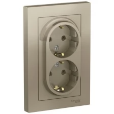 ATN000524 Розетка 2-м СП AtlasDesign 16А IP20 с заземл. в сборе шампань Schneider Electric